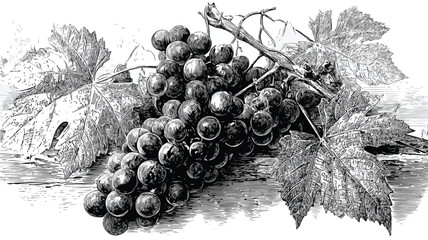 Capturing the Intricate Beauty of Grapes and Leaves: Detailed Nature Photography