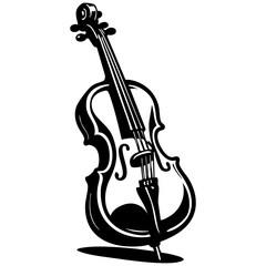 Elegant White Violin Musical Instrument Silhouette Illustration