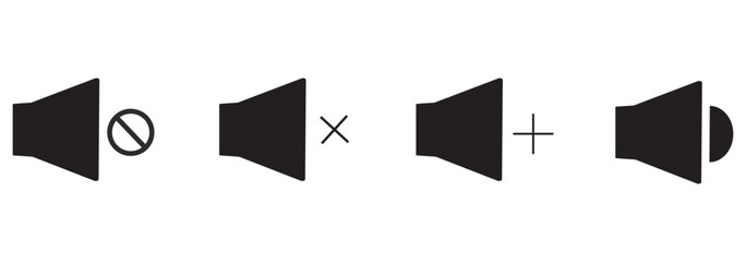 sound on off icons vector in line style . sound volume and mute icon. Volume allow and volume prohibit icon set. Sound and Mute. Volume icon set