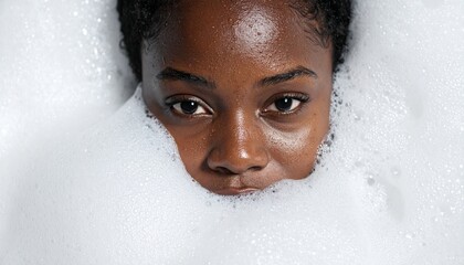 Serene Bath A Portrait of Relaxation and Skincare with Gentle Bubbles for Self-Care