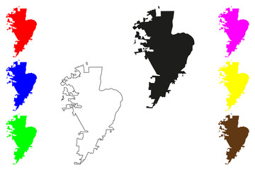 Nuevo Laredo city (United Mexican States, Mexico, Tamaulipas State) map vector illustration, scribble sketch Nuevo Laredo map