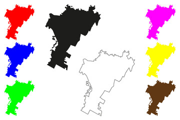 Pachuca city (United Mexican States, Mexico, Hidalgo State) map vector illustration, scribble sketch Njunthe or Pachuca de Soto map