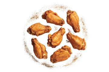 Chicken wings delicious cooked isolated on transparent background
