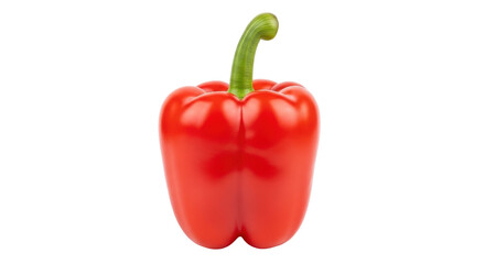 Isolated single red bell pepper against neutral backdrop, healthy vegetable, plant based diet