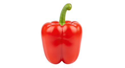 Isolated single red bell pepper against neutral backdrop, healthy vegetable, plant based diet