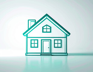 Abstract Teal House Outline Icon, Symbolizing Home, Real Estate, and Property Ownership