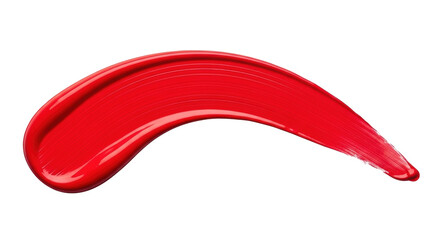 Isolated Bright red lip gloss swatch, smudged color cosmetics sample on a neutral backdrop