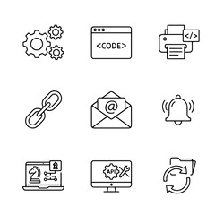 Technology and Software Development Icons Set coding