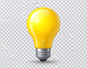 Bright Yellow Light Bulb Icon Symbolizing Ideas, Innovation, and Creativity on a Grid Background