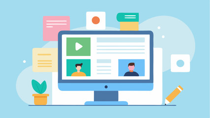 An elearning platform homepage displayed on a computer screen featuring easy navigation menus course categories and user testimonials.