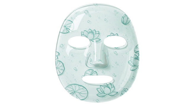 Isolated skincare sheet mask with cutouts for the eyes, nose, and mouth for spa treatmen