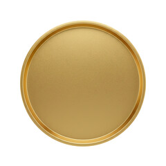 Empty round gold tray top view isolated