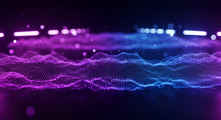 Futuristic abstract background with glowing dots and vibrant color gradients