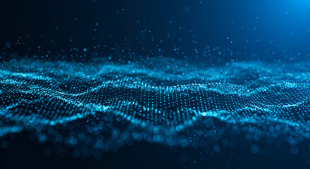 Abstract blue digital particle wave and light abstract background design