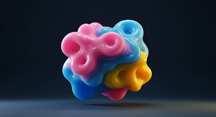 Abstract Rendering of a Colorful Organic Shape on a Dark Background