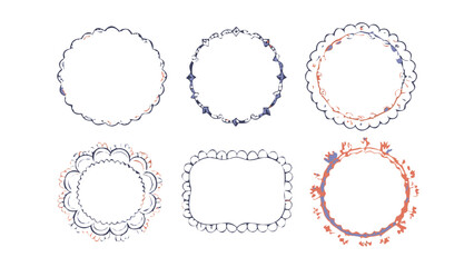 Obraz premium Hand drawn baby shower frames and borders. Vintage scallop trim for wedding or birthday cards decoration, whimsical coquette vector design set.icon 