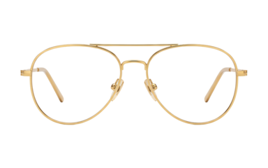 Classic gold aviator eyeglasses with clear lenses