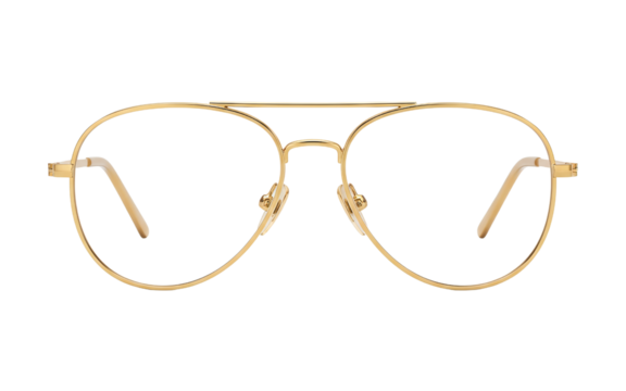 Classic gold aviator eyeglasses with clear lenses