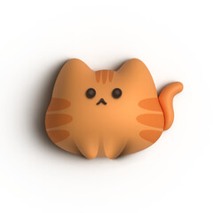 3D Render Cat Chibi Character With Orange Motif Standing With A Cute Expression