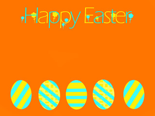 Easter eggs on orange background 