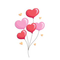 Bunch of heart balloons. Vector Illustration for printing, backgrounds, covers and packaging. Image can be used for greeting cards, posters, stickers and textile. Isolated on white background.