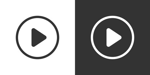 Play button icons in flat modern style. Vector set of media control symbols for apps, video players, and web interfaces.
