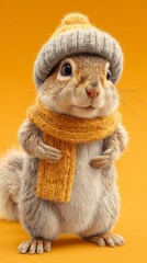 Obraz premium Forest's fashion icon: a squirrel wrapped in cozy patterns. Branding asset. Whimsical squirrel in fashion flourish: a cozy woodland tale. Visual identity. Professional look.