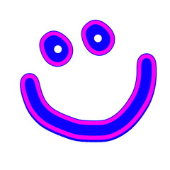 hand drawn illustration of a pink and blue smile sign