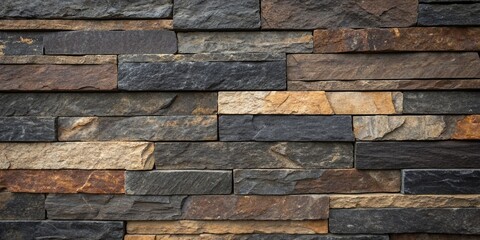 Obraz premium brick wall background, A textured stone wall, stone texture in a variety of shades of brown, gray, and beige.