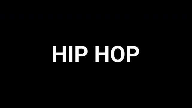 Dynamic black and white animation reveal the words Hip Hop in a modern design. 4k text animated video