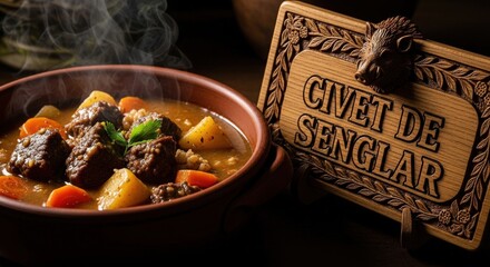 Civet de Senglar in Shadow: Wild Boar Stew with Oak-Carved Forest Tribute