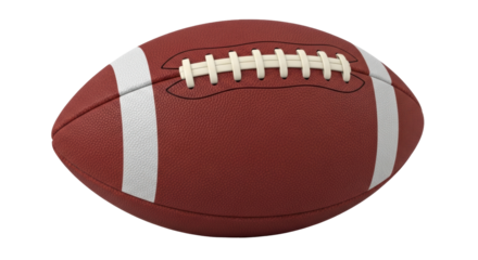 Isolated brown leather American football on surface for playing and sport, no background