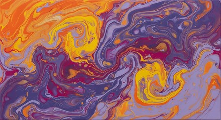 Abstract Fluid Art Painting with Vibrant Colors and Dynamic Swirls