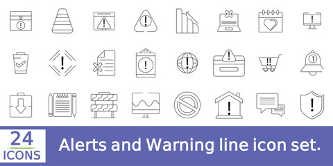  Alerts and Warning line icon set.
