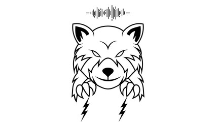 Angry Raccoon/Red Panda Mascot with Lightning