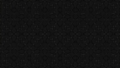 A dark, textured, abstract background features a repeating, geometric pattern with subtle variations in tone, creating depth