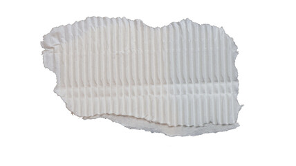 Abstract shape torn piece of gray lined paper, isolated fragment of crumpled paper for collage with copy space.