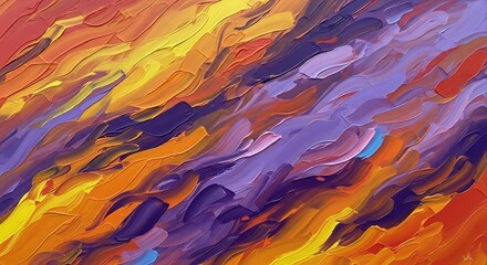 Abstract Painting with Vivid Colors and Textured Brushstrokes Warm Aesthetic