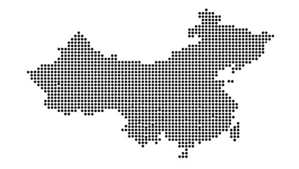 Halftone China map with dot pattern, global geography elements, digital simple travel infographics. Vector isolated concept