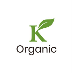 Organic Letter K Leaf Logo Design Vector Template Modern Nature Symbol Creative Identity Green Eco Brand Concept Elegant Natural Element