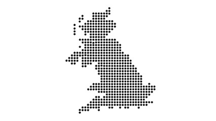 Halftone United Kingdom map with dot pattern, global geography elements, digital simple travel infographics. Vector isolated concept