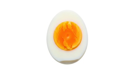 Isolated Half hard boiled egg with vibrant yolk, tasty ingredient for breakfast or lunch