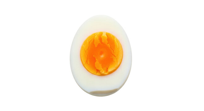 Isolated Half hard boiled egg with vibrant yolk, tasty ingredient for breakfast or lunch