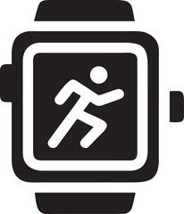 Smartwatch displaying running icon for fitness tracking