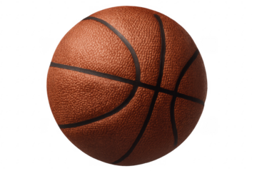 Basketball ball with texture on transparent background