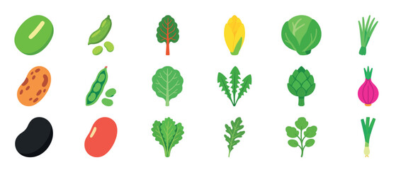 Colorful array of various vegetables in iconic illustrations