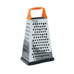 Detailed illustration of a kitchen grater with an orange handle, perfect for culinary projects and food preparation
