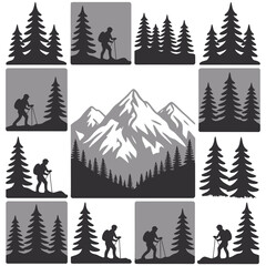 Obraz premium Christmas trees set festive winter forest illustration vector design