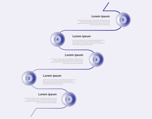 5 point information graphic. Infographic template vector element with line step journey.