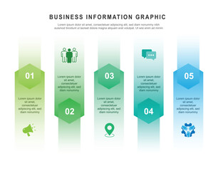 Business Infographic template. 5 step journey table worksheet.